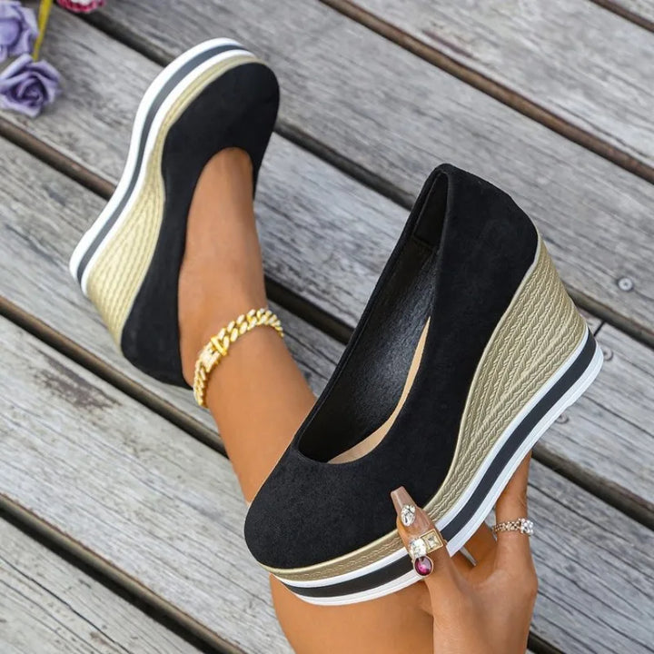 Aurore | Mocassins Compensés à Plateforme — Noir