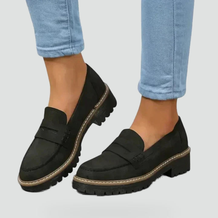 Lucile | Mocassins Confort à Semelle Crantée — Noir