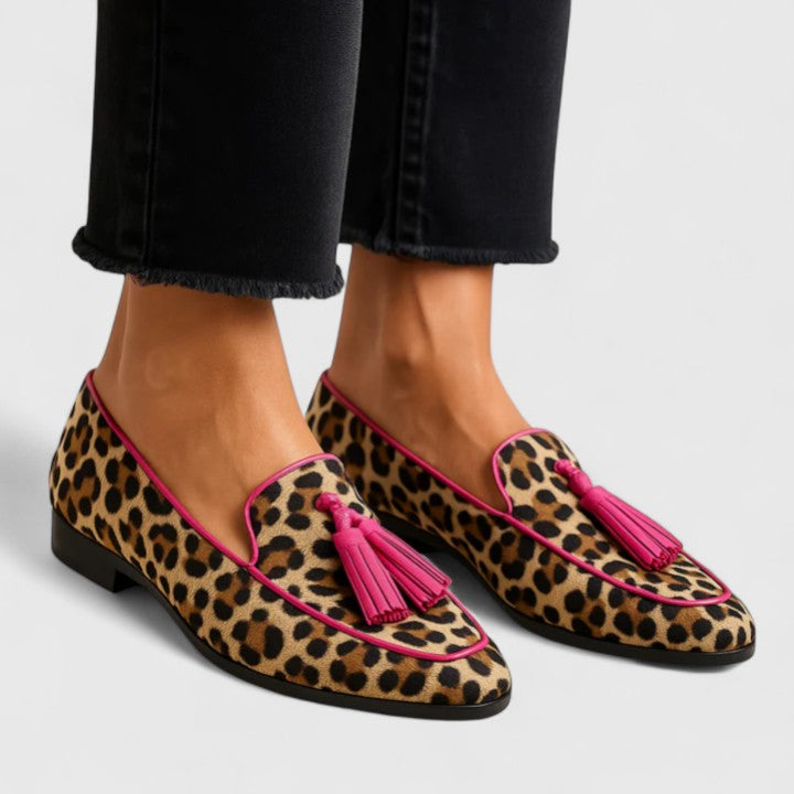 Amarante mocassins à imprimé léopard Léonie Varenne vue 1