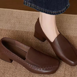 Margaux | Mocassins à Talon Carré Surpiqués